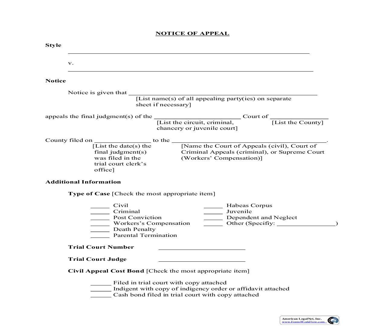 Notice Of Appeal | Pdf Fpdf Doc Docx | Tennessee