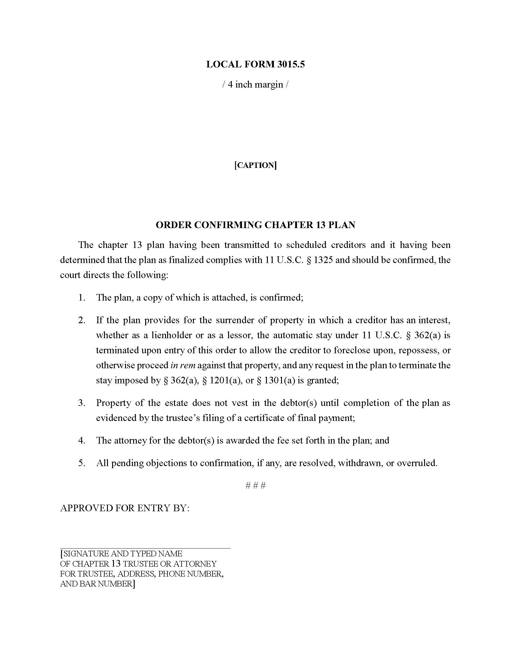 Order Confirming Chapter 13 Plan {3015.5} | Pdf Fpdf Docx | Tennessee