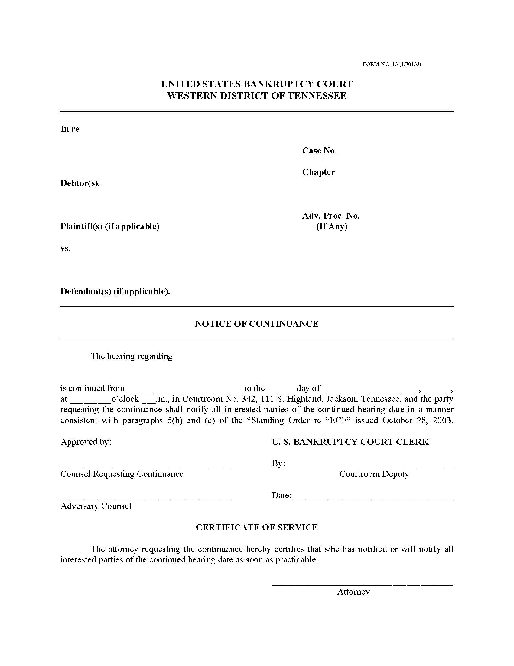 Notice Of Continuance {LF013JECF} | Pdf Fpdf Doc Docx | Tennessee