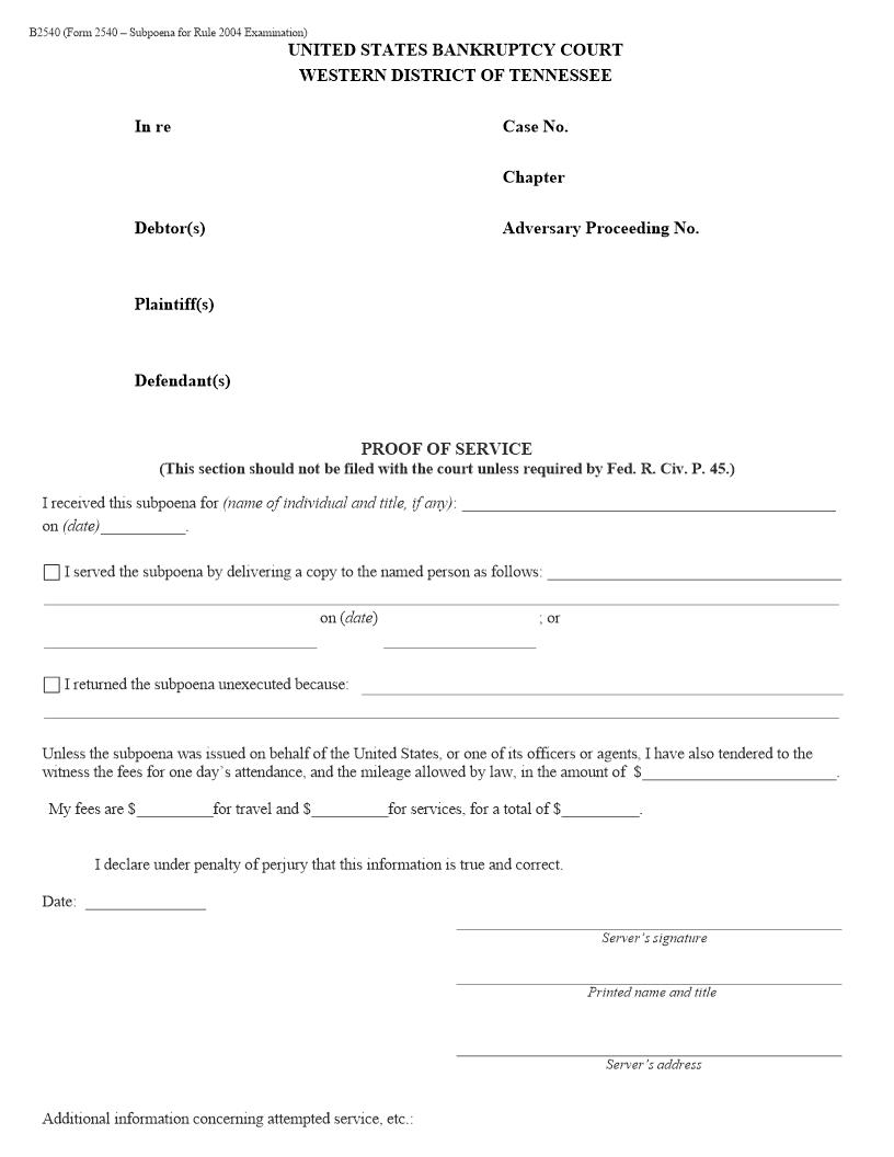 Proof Of Service {AOB2540} | Pdf Fpdf Docx | Tennessee