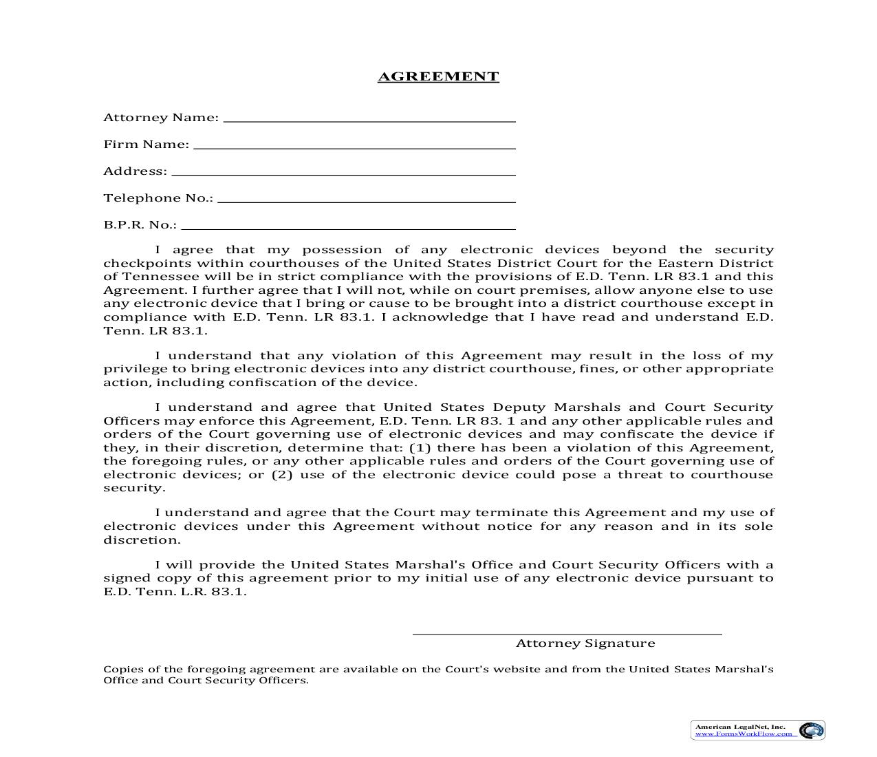 Electronic Device Agreement | Pdf Fpdf Doc Docx | Tennessee