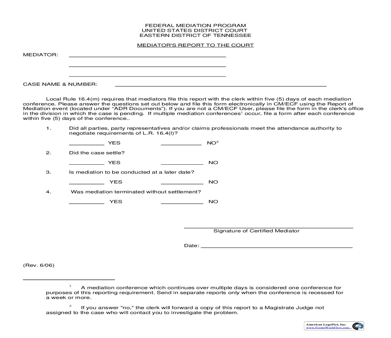 Mediator Report | Pdf Fpdf Doc Docx | Tennessee