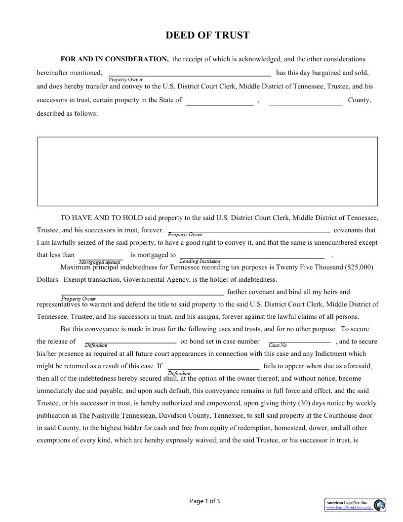 Deed Of Trust | Pdf Fpdf Docx | Tennessee