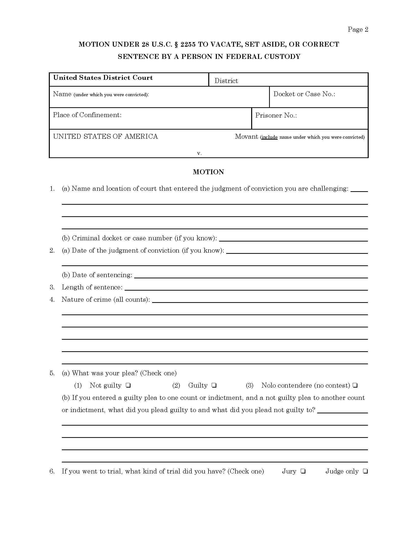 Motion To Vacate | Pdf Fpdf Docx | Tennessee