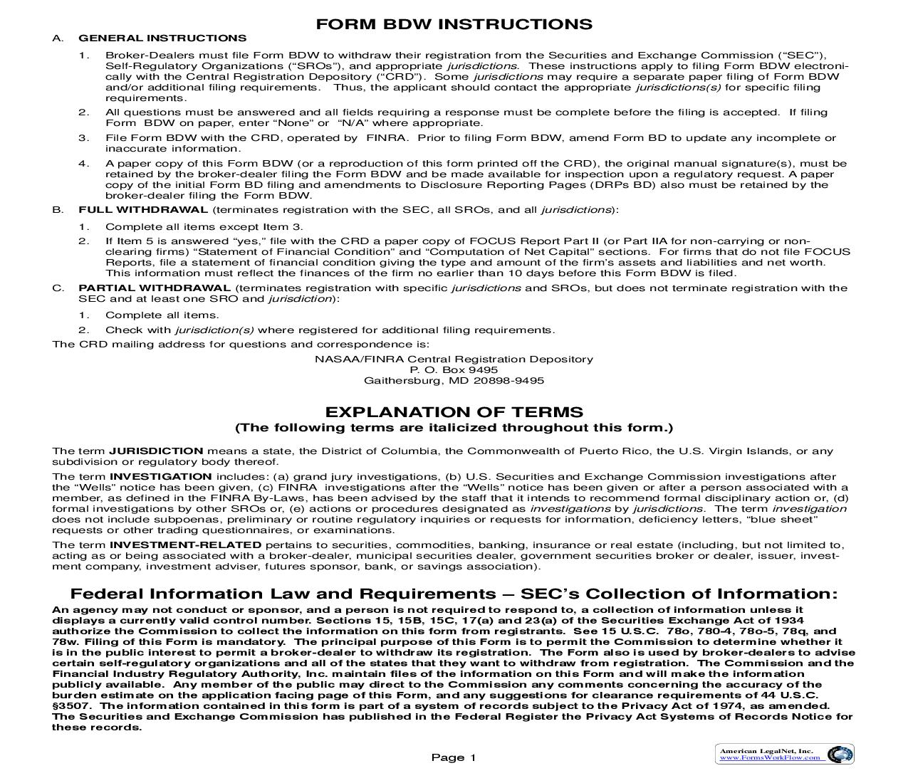 Broker-Dealer Withdrawel {BDW} | Pdf Fpdf Doc Docx | Tennessee