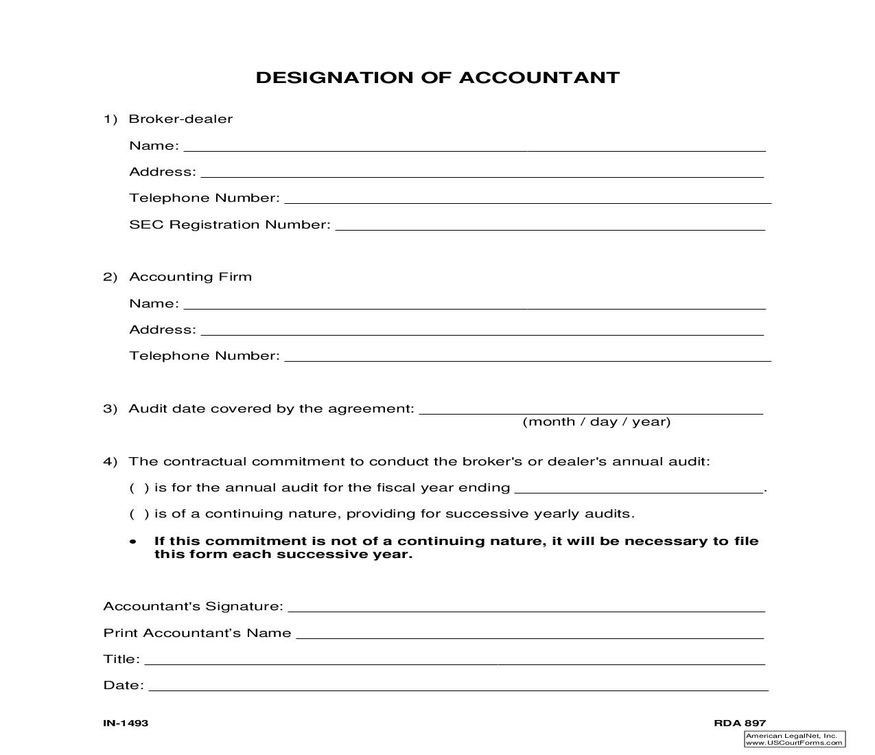 Designation Of Accountant {IN-1493} | Pdf Fpdf Doc Docx | Tennessee