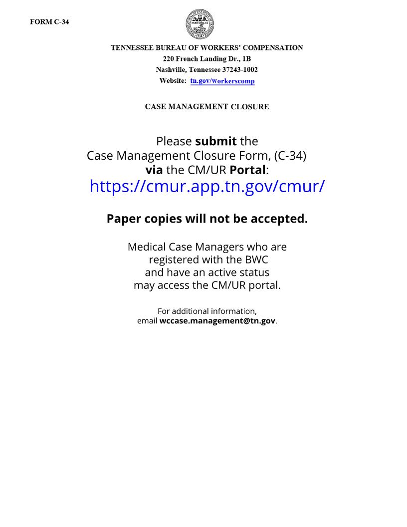 Case Management Closure {C-34} | Pdf Fpdf Doc Docx | Tennessee