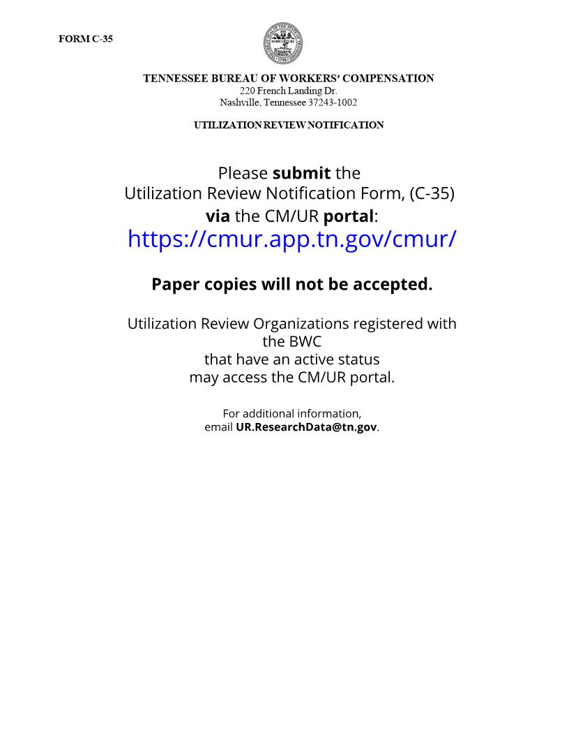 Utilization Review Notification {C-35} | Pdf Fpdf Doc Docx | Tennessee