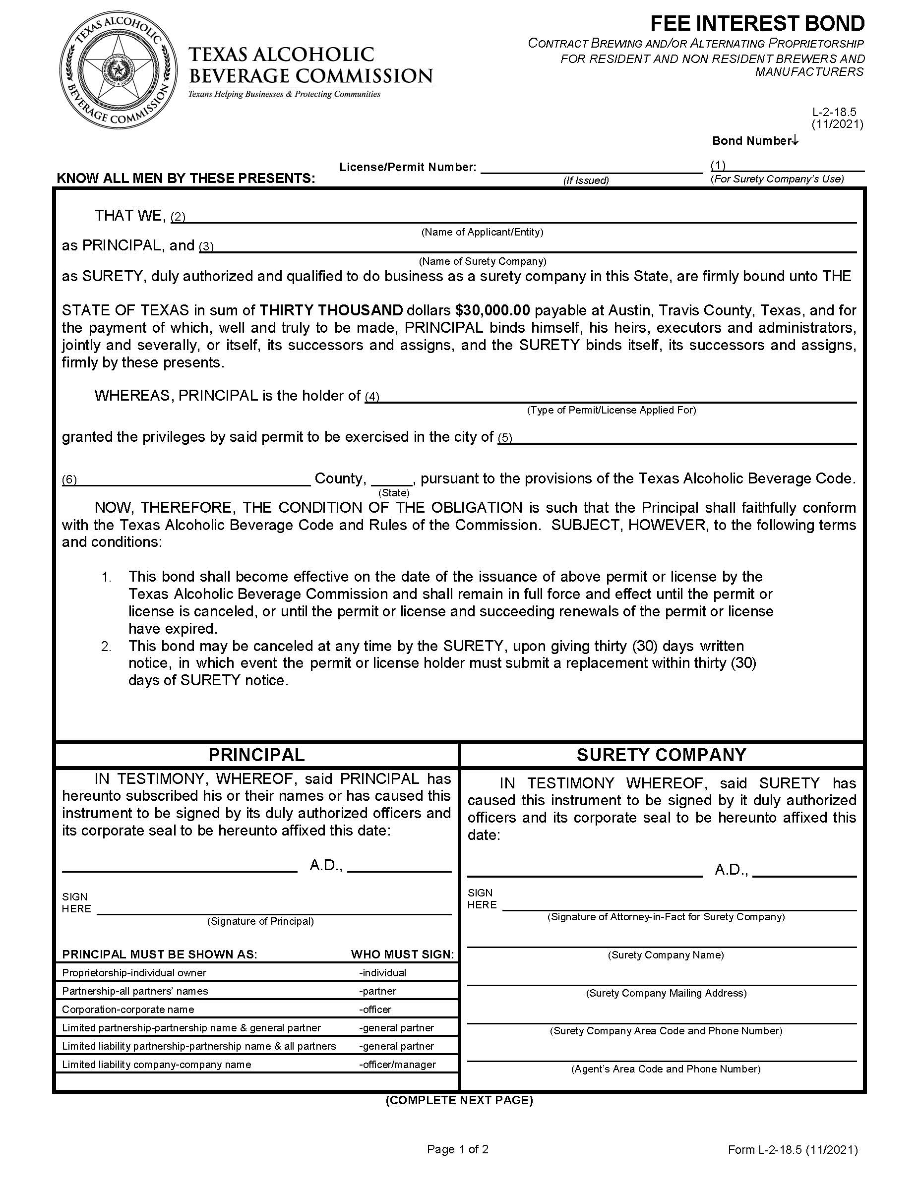 Fee Interest Bond {2-18.5} | Pdf Fpdf Docx | Texas