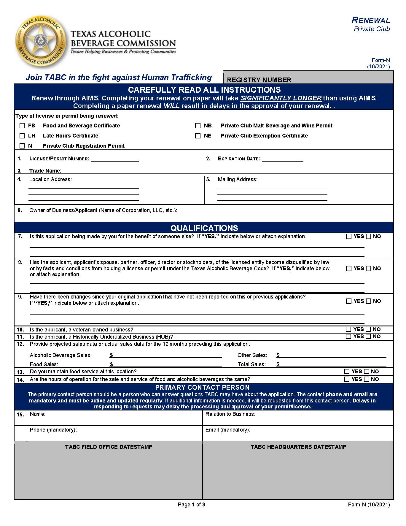 Private Club Renewal {N} | Pdf Fpdf Docx | Texas