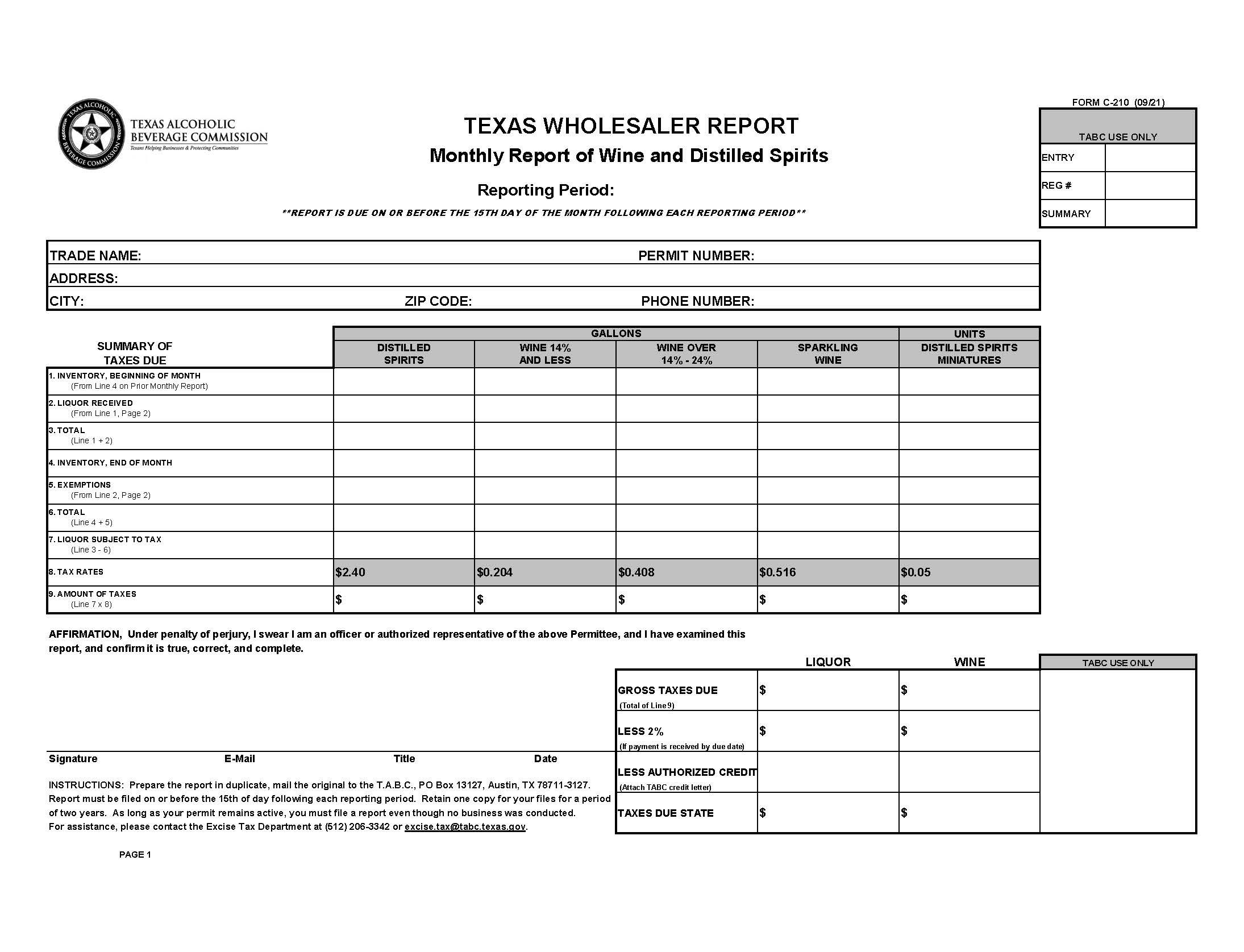 Texas Wholesaler Report {C-210} | Pdf Fpdf Docx | Texas