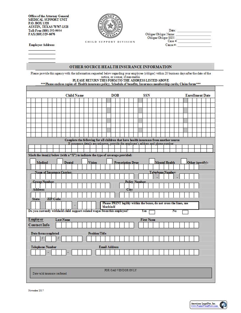 Other Source Health Insurance Information | Pdf Fpdf Docx | Texas