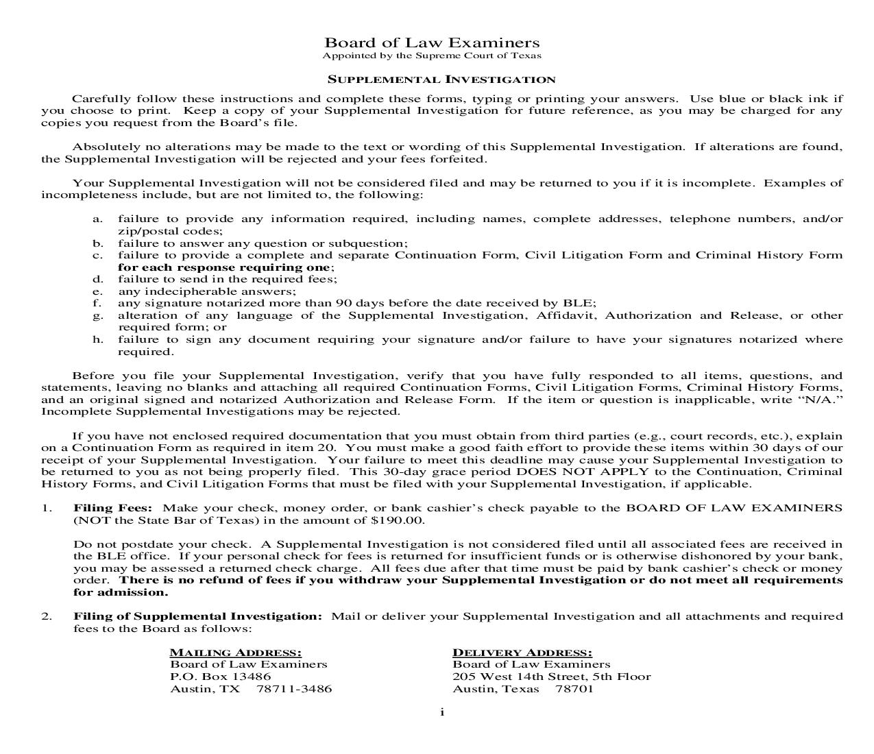 Supplemental Investigation Form | Pdf Fpdf Doc Docx | Texas