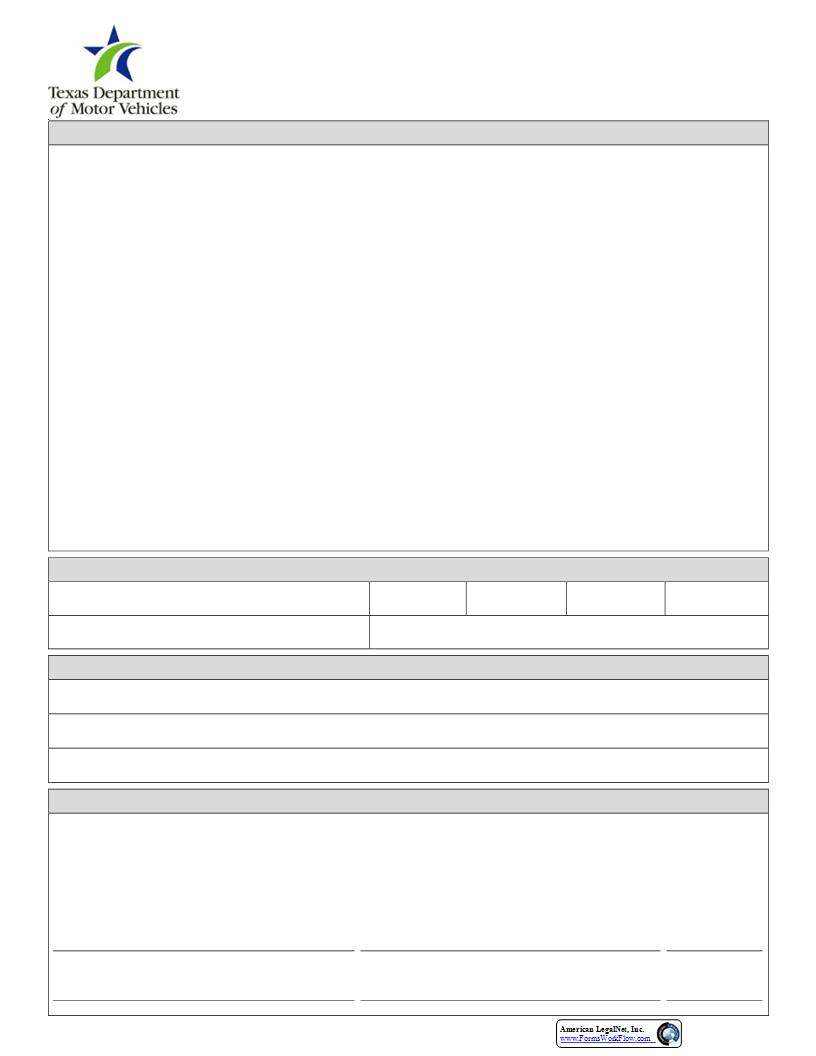 Vehicle Identification Number Certification {VTR-270} | Pdf Fpdf Docx | Texas