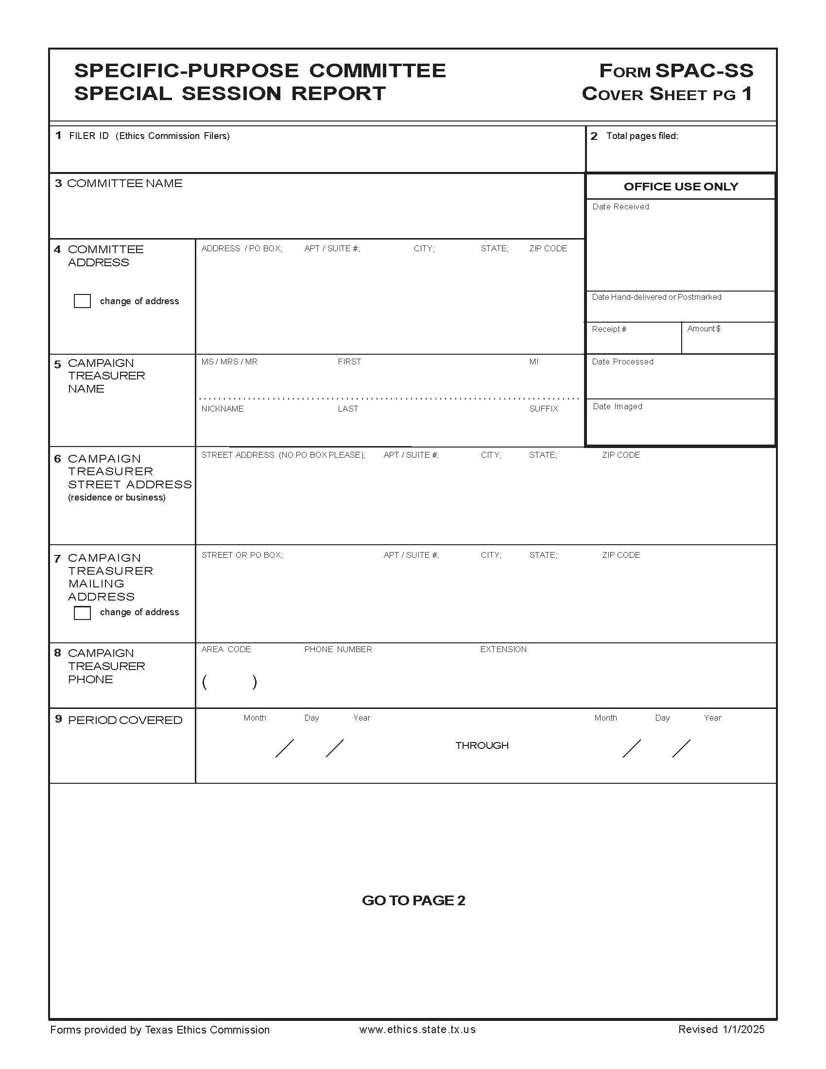 Specific-Purpose Committee Special Session Report {SPAC-SS} | Pdf Fpdf Doc Docx | Texas