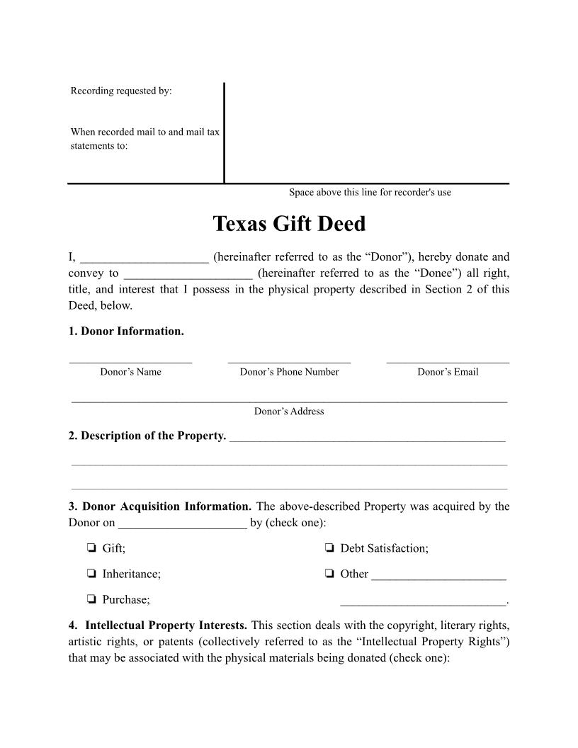 Gift Deed | Pdf Fpdf Docx | Texas