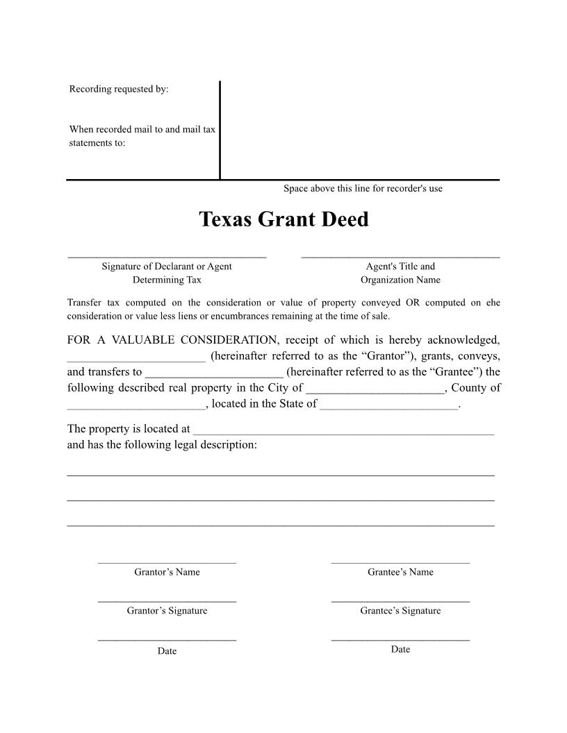 Grant Deed | Pdf Fpdf Docx | Texas