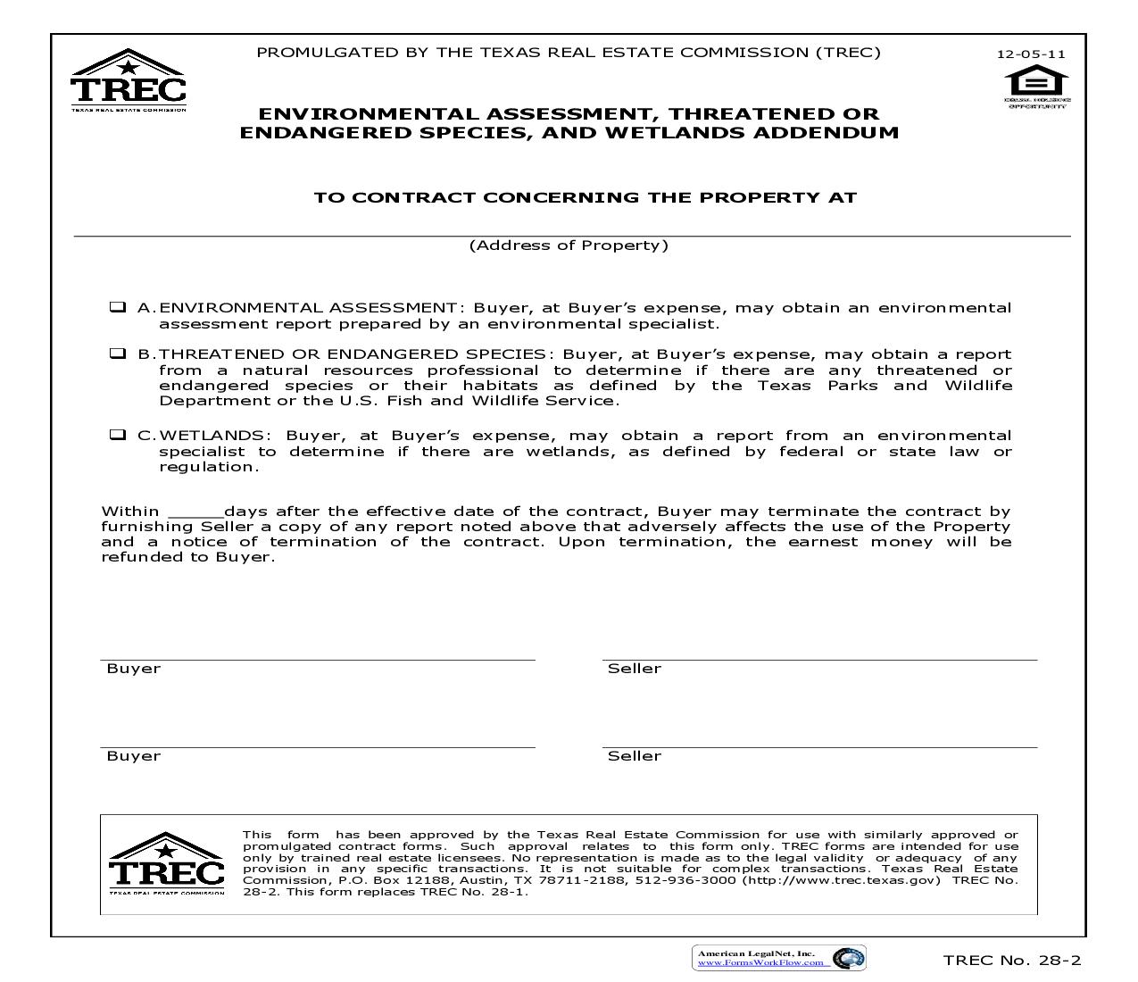 Environmental Assessment Threatened Or Endangered Species, And Wetlands Addendum {28-2} | Pdf Fpdf Doc Docx | Texas