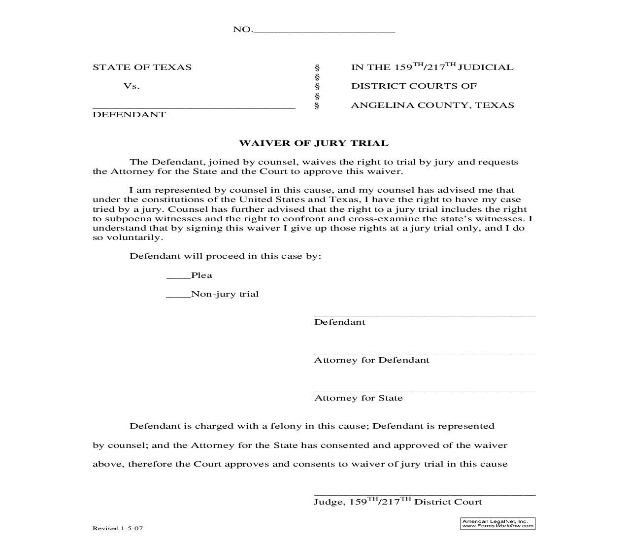 Waiver Of Jury Trial |  | Texas