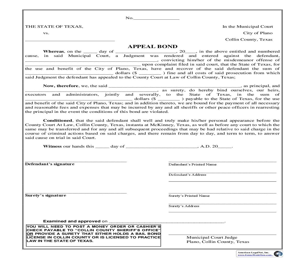Appeal Bond | Pdf Fpdf Doc Docx | Texas