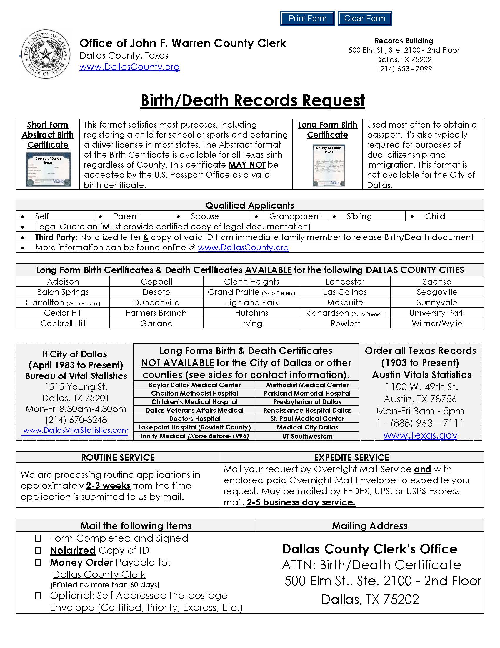 Birth Death Certificate Information | Pdf Fpdf Docx | Texas