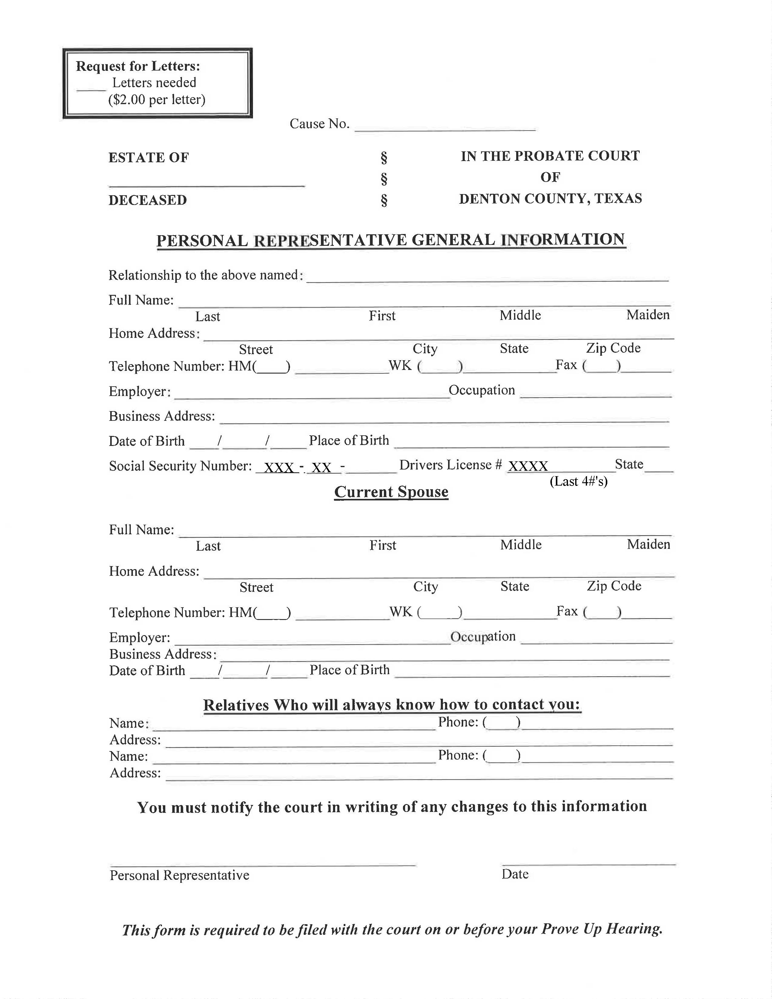Personal Representative General Information | Pdf Fpdf Docx | Texas