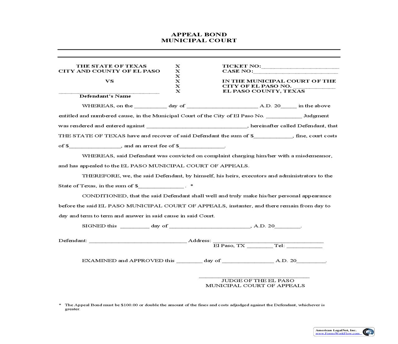 Appeal Bond Municipal Court | Pdf Fpdf Doc Docx | Texas