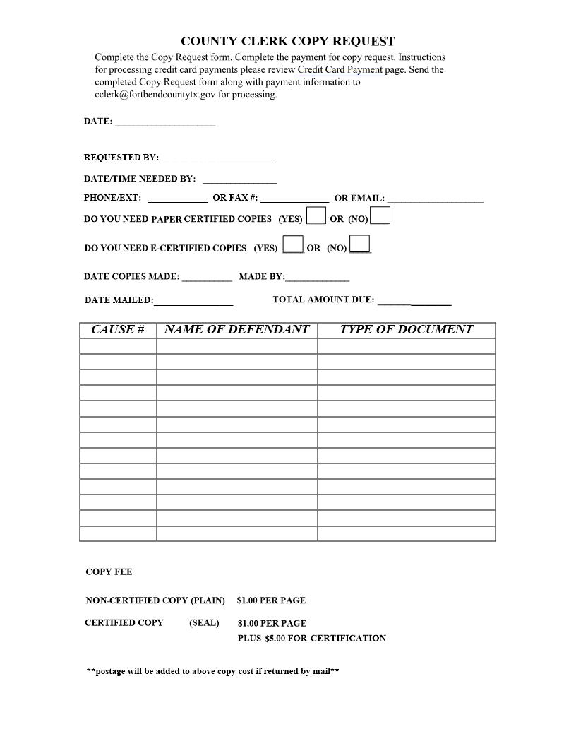 Misdemeanor Copy Request | Pdf Fpdf Doc Docx | Texas