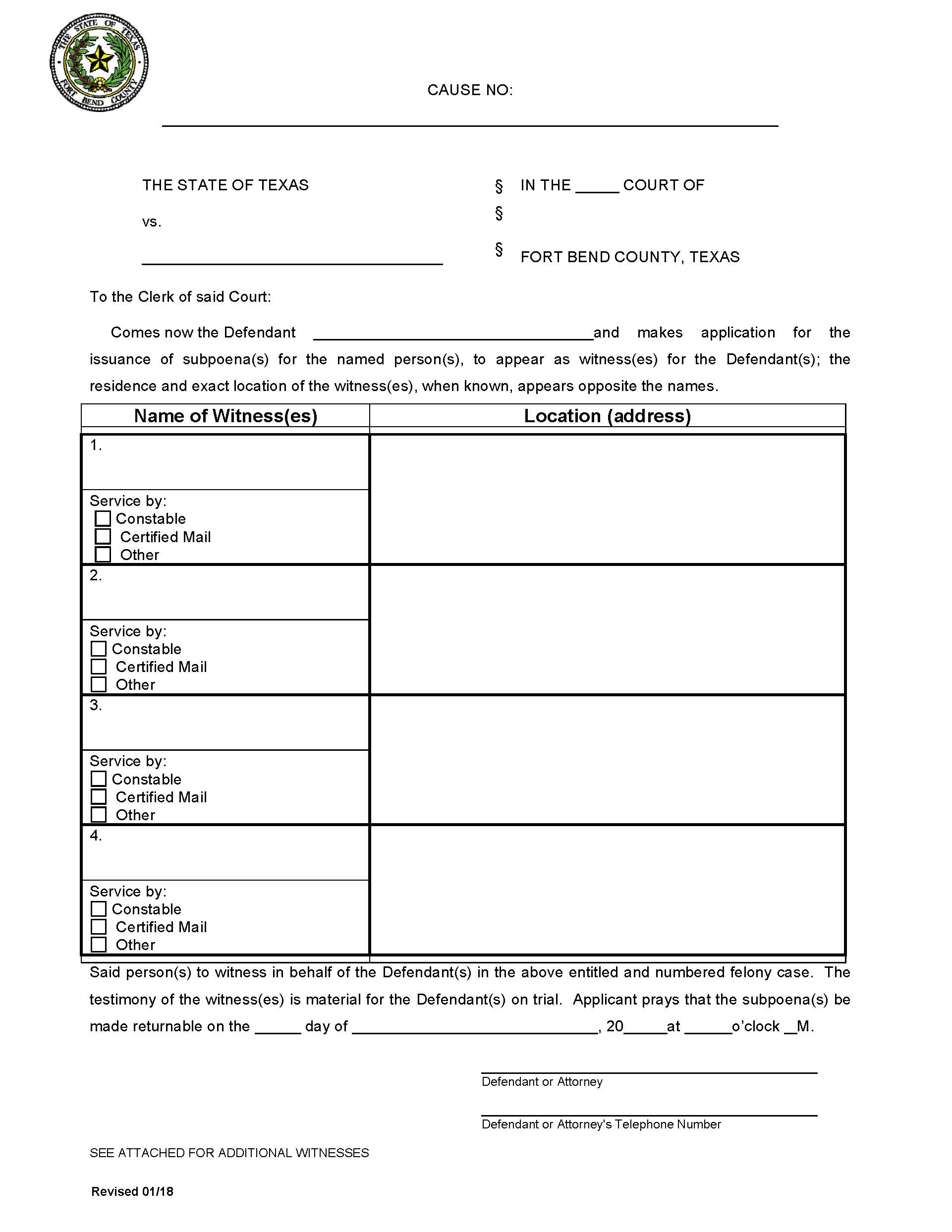Subpoena Application | Pdf Fpdf Docx | Texas