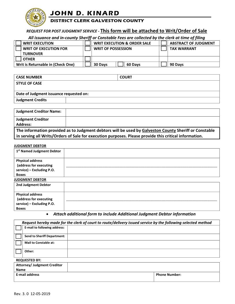 Request For Post-Judgment Service | Pdf Fpdf Doc Docx | Texas