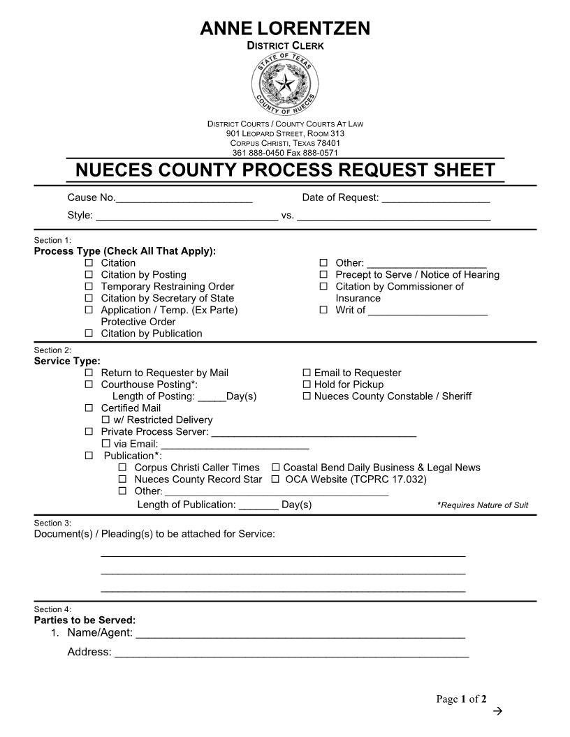 Process Request Sheet | Pdf Fpdf Docx | Texas
