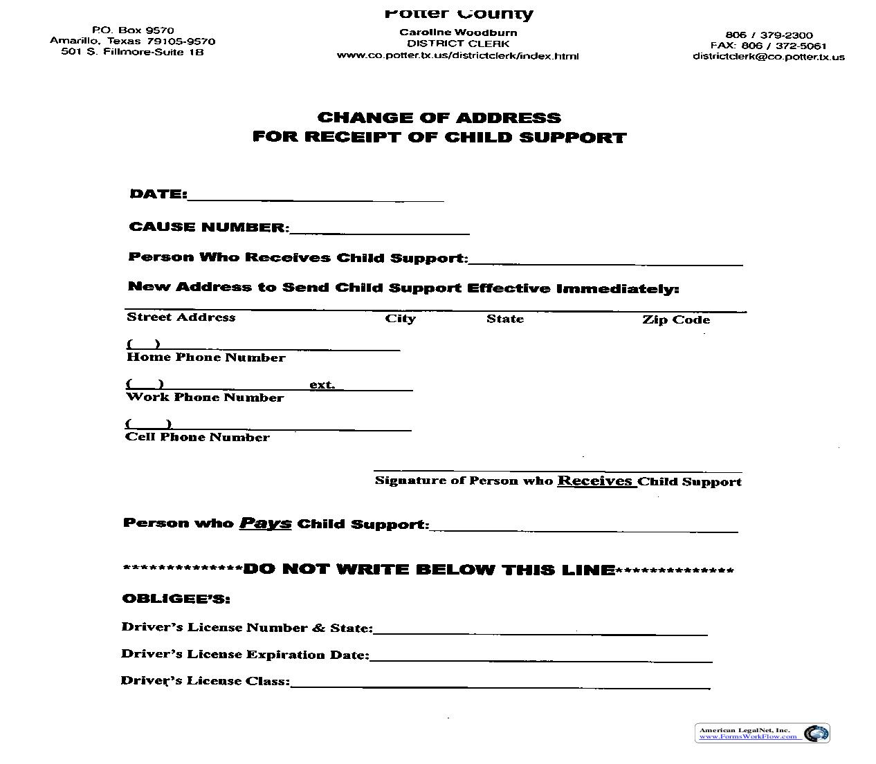 Change Of Address For Receipt Of Child Support {Obligee) | Pdf Fpdf Doc Docx | Texas