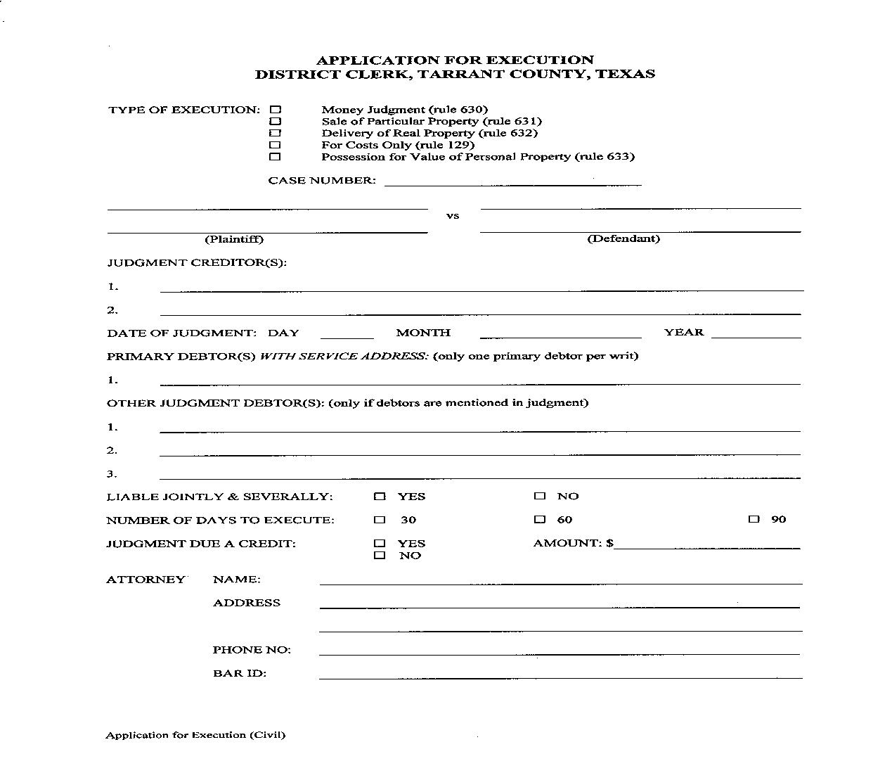 Application For Execution | Pdf Fpdf Doc Docx | Texas