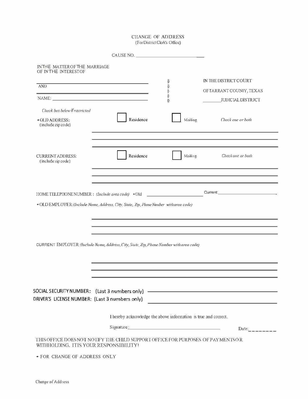 Change Of Address | Pdf Fpdf Doc Docx | Texas