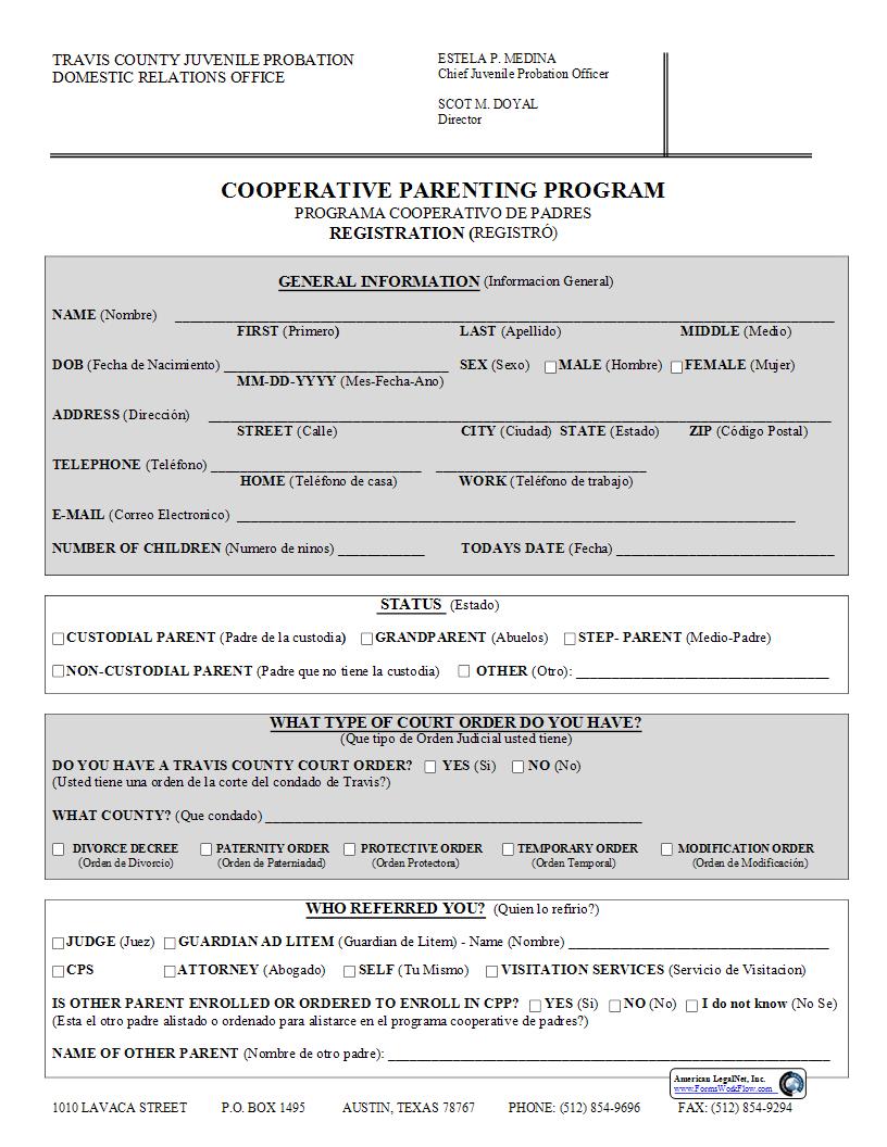 Cooperative Parenting Program | Pdf Fpdf Docx | Texas