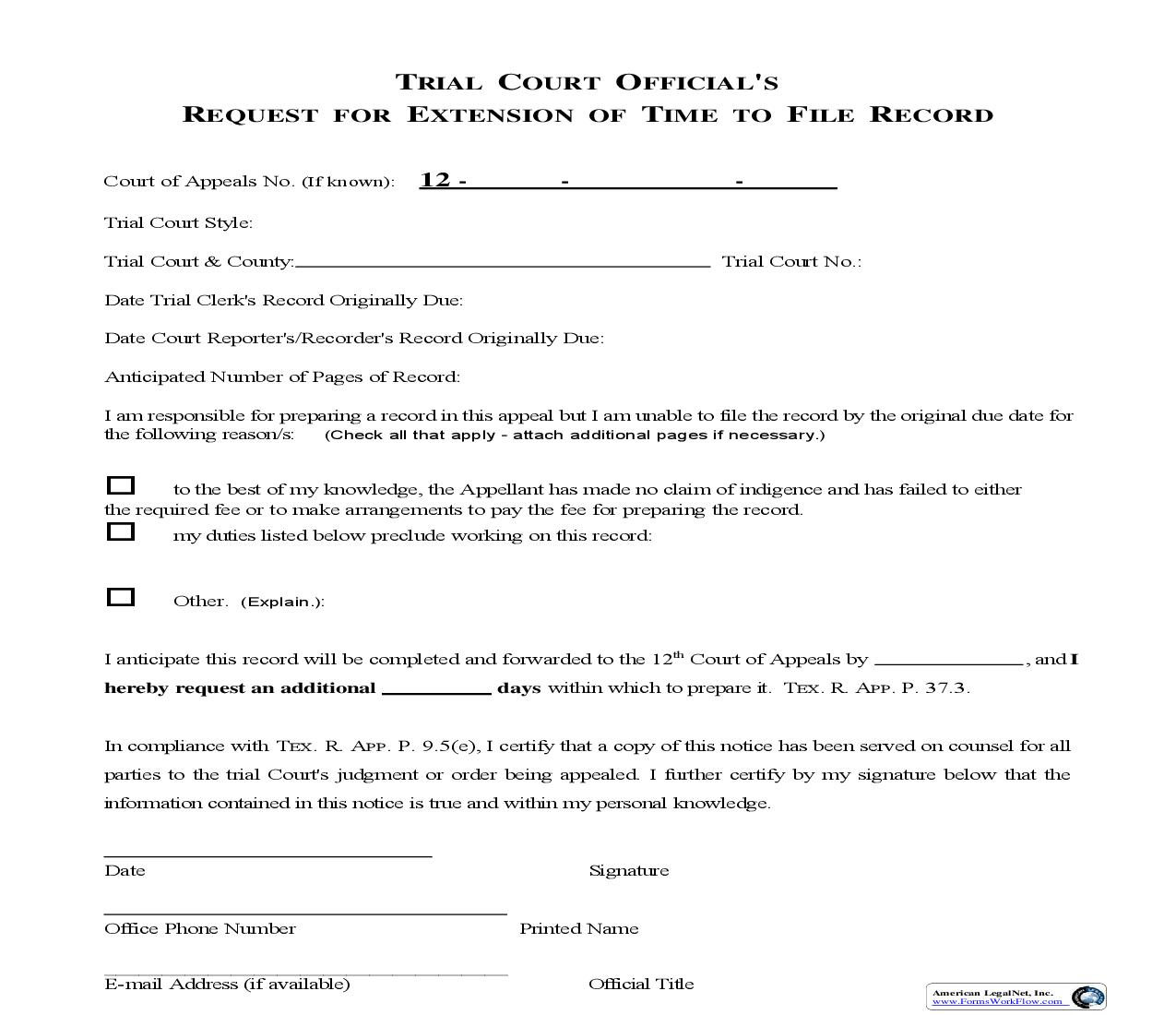 Trial Court Officials Request For Extension Of Time To File Record | Pdf Fpdf Doc Docx | Texas