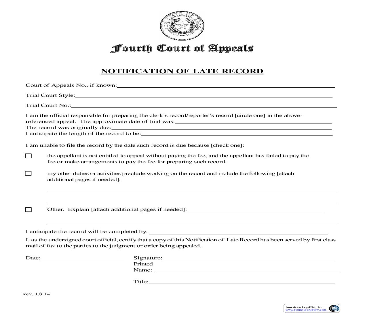 Notification Of Late Record | Pdf Fpdf Doc Docx | Texas