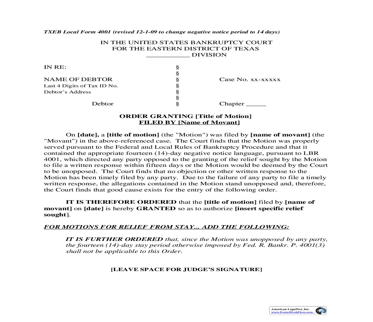Order Granting Filed By {4001} | Pdf Fpdf Doc Docx | Texas