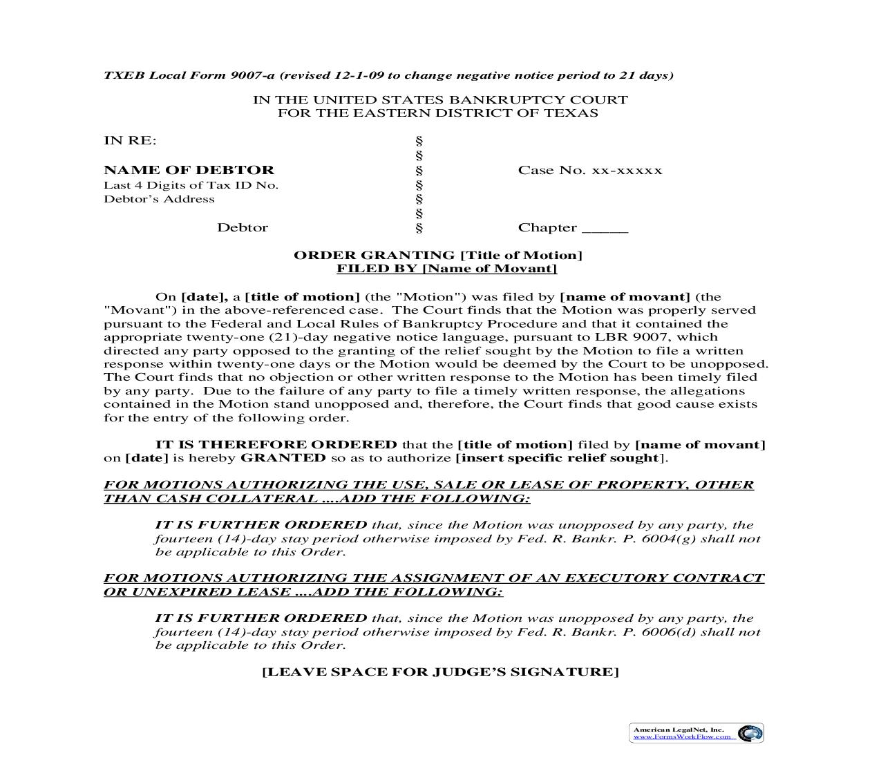 Order Granting Title Of Motion Filed By Name Of Movant {9007a} | Pdf Fpdf Doc Docx | Texas