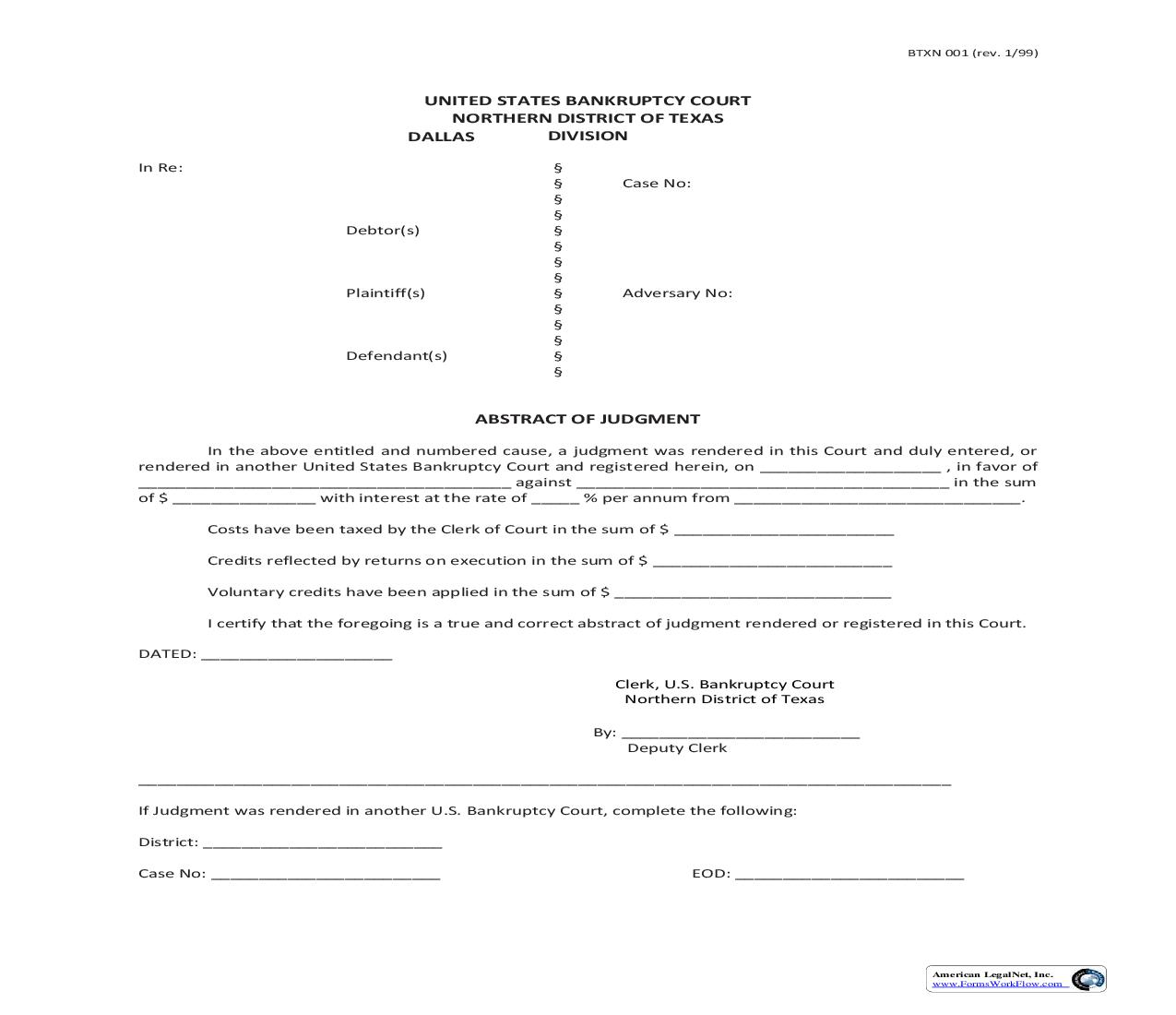 Abstract Of Judgment {BTXN 001} | Pdf Fpdf Doc Docx | Texas