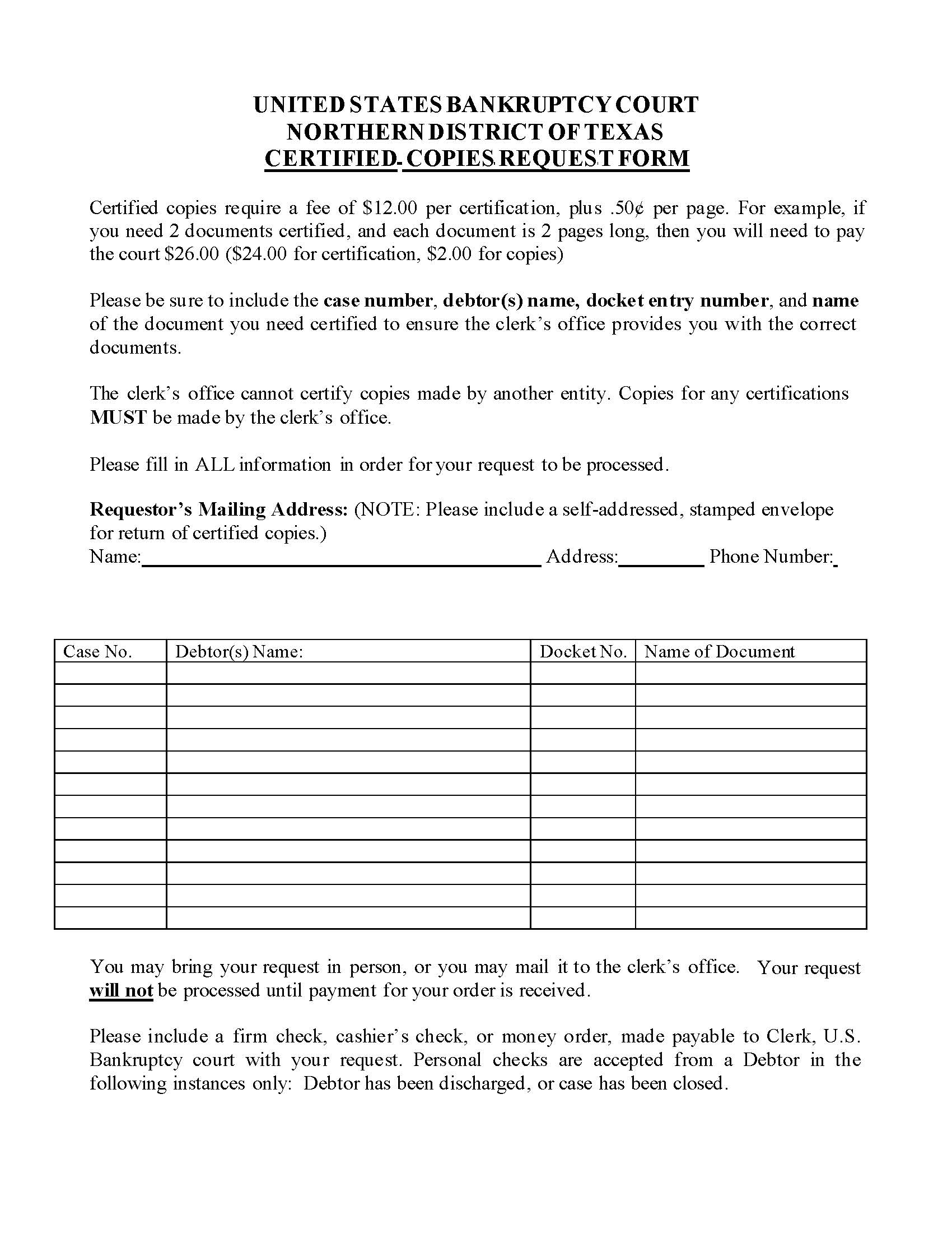 Certified Copies Request Form {BTXN 212} | Pdf Fpdf Doc Docx | Texas