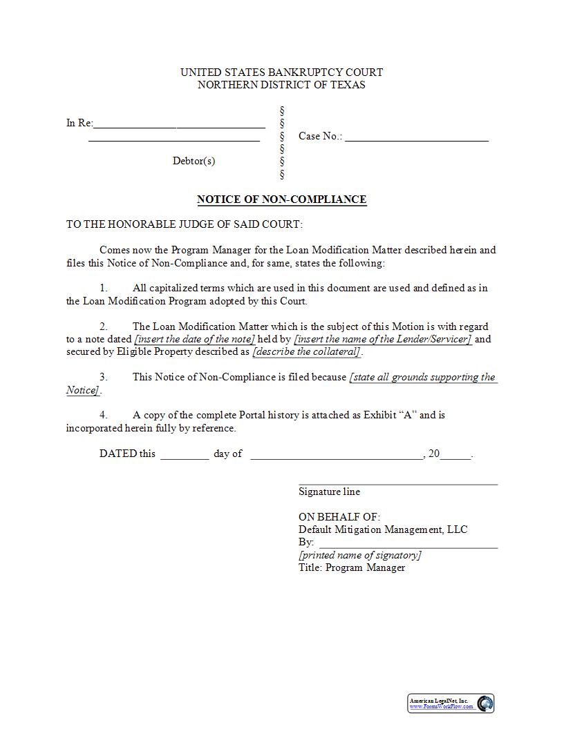 Notice Of Non Compliance {BTXN 306} | Pdf Fpdf Docx | Texas