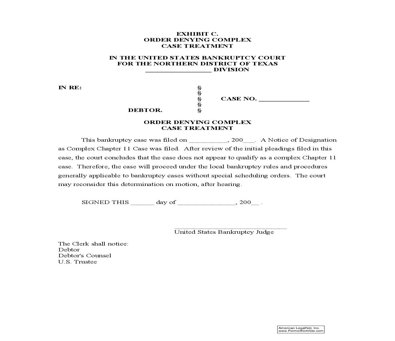 Order Denying Complex Case Treatment (Exhibit C) | Pdf Fpdf Doc Docx | Texas
