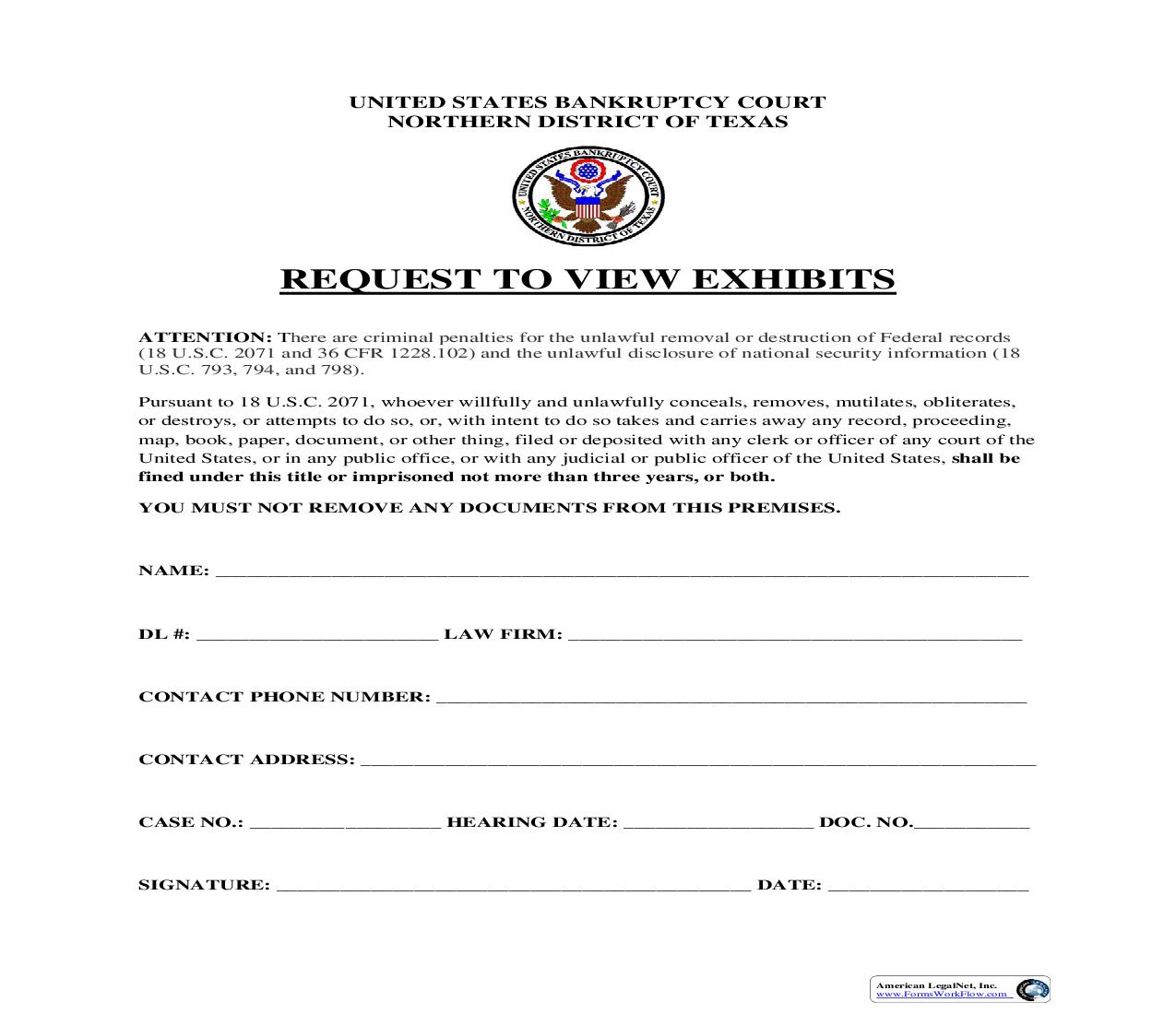 Request To View Exhibits {BTXN 213} | Pdf Fpdf Doc Docx | Texas