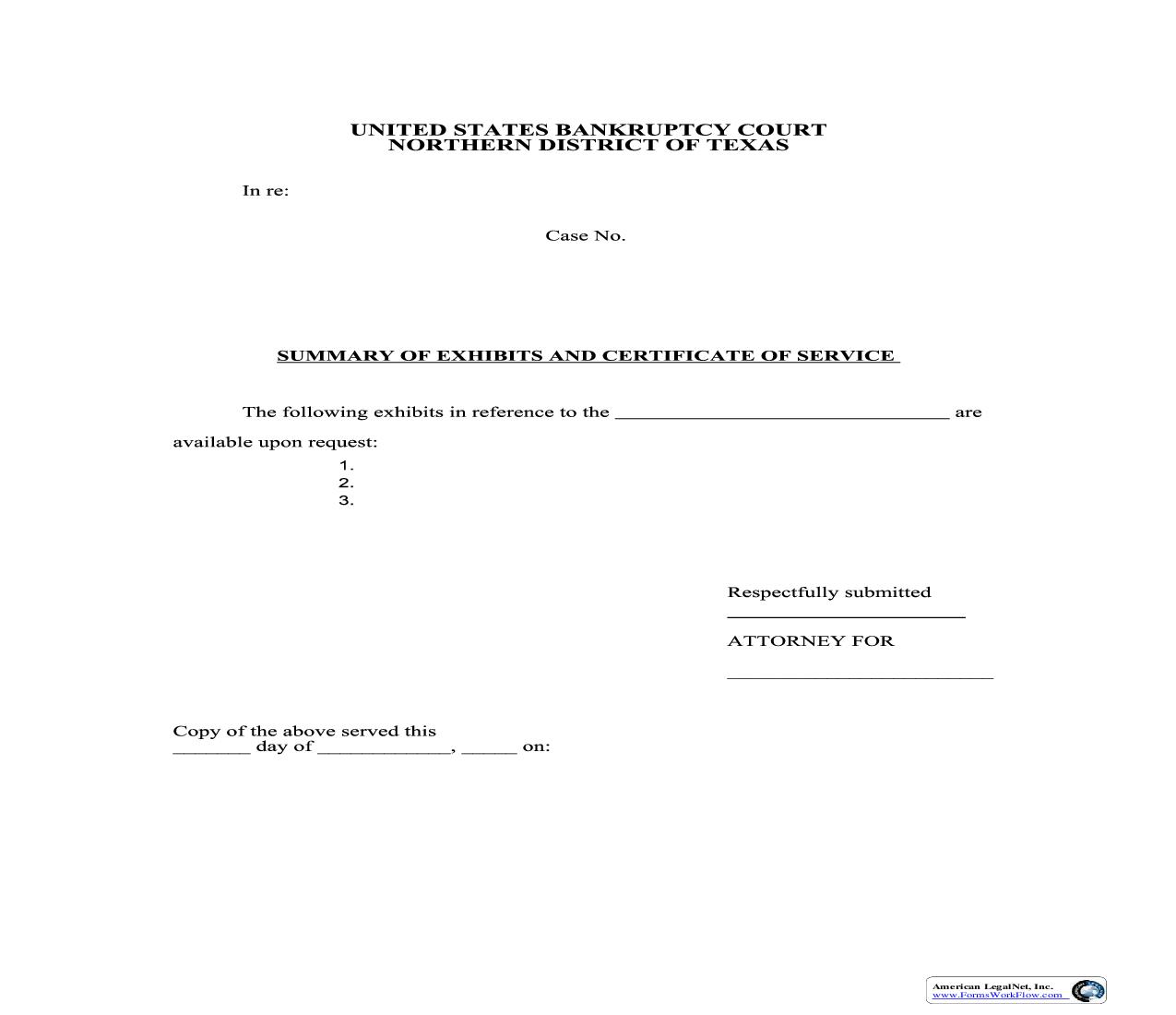 Summary Of Exhibits And Certificate Of Service | Pdf Fpdf Doc Docx | Texas