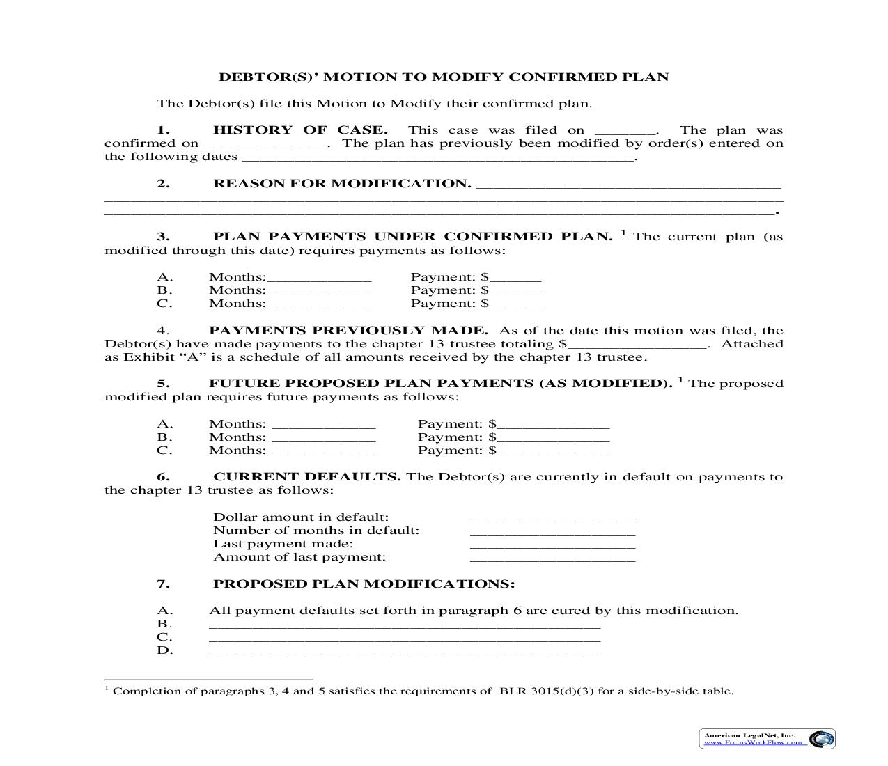 Debtors Motion To Modify Confirmed Plan | Pdf Fpdf Doc Docx | Texas