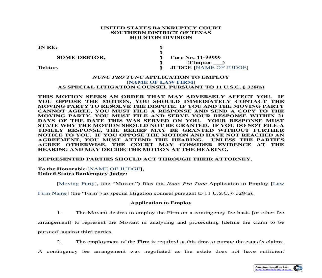 Nunc Pro Tunc Application | Pdf Fpdf Doc Docx | Texas