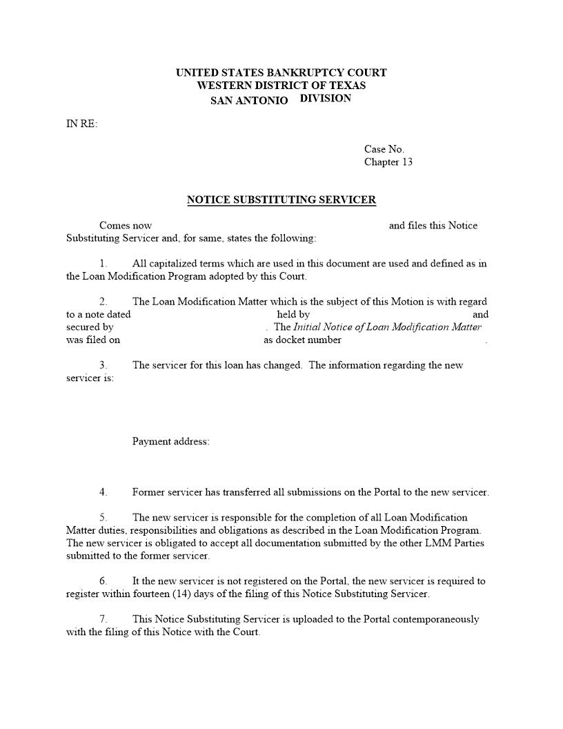 Notice Substituting Servicer | Pdf Fpdf Docx | Texas