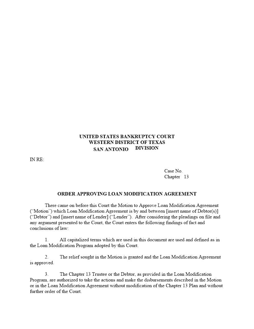 Order Approving Loan Modification Agreement | Pdf Fpdf Docx | Texas