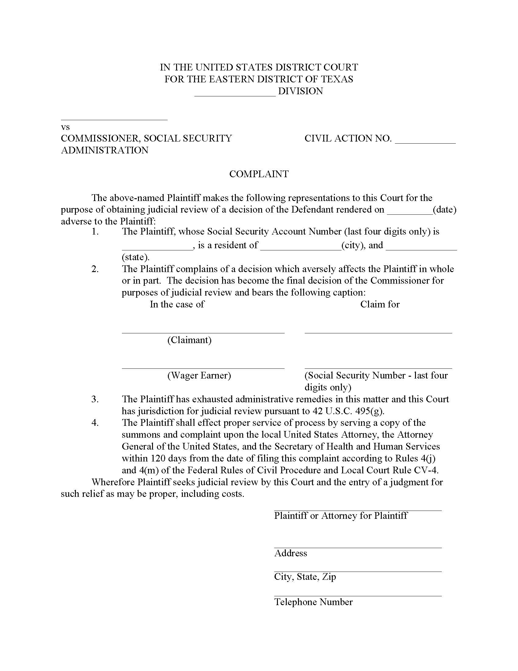 Complaint (Eastern District) | Pdf Fpdf Doc Docx | Texas